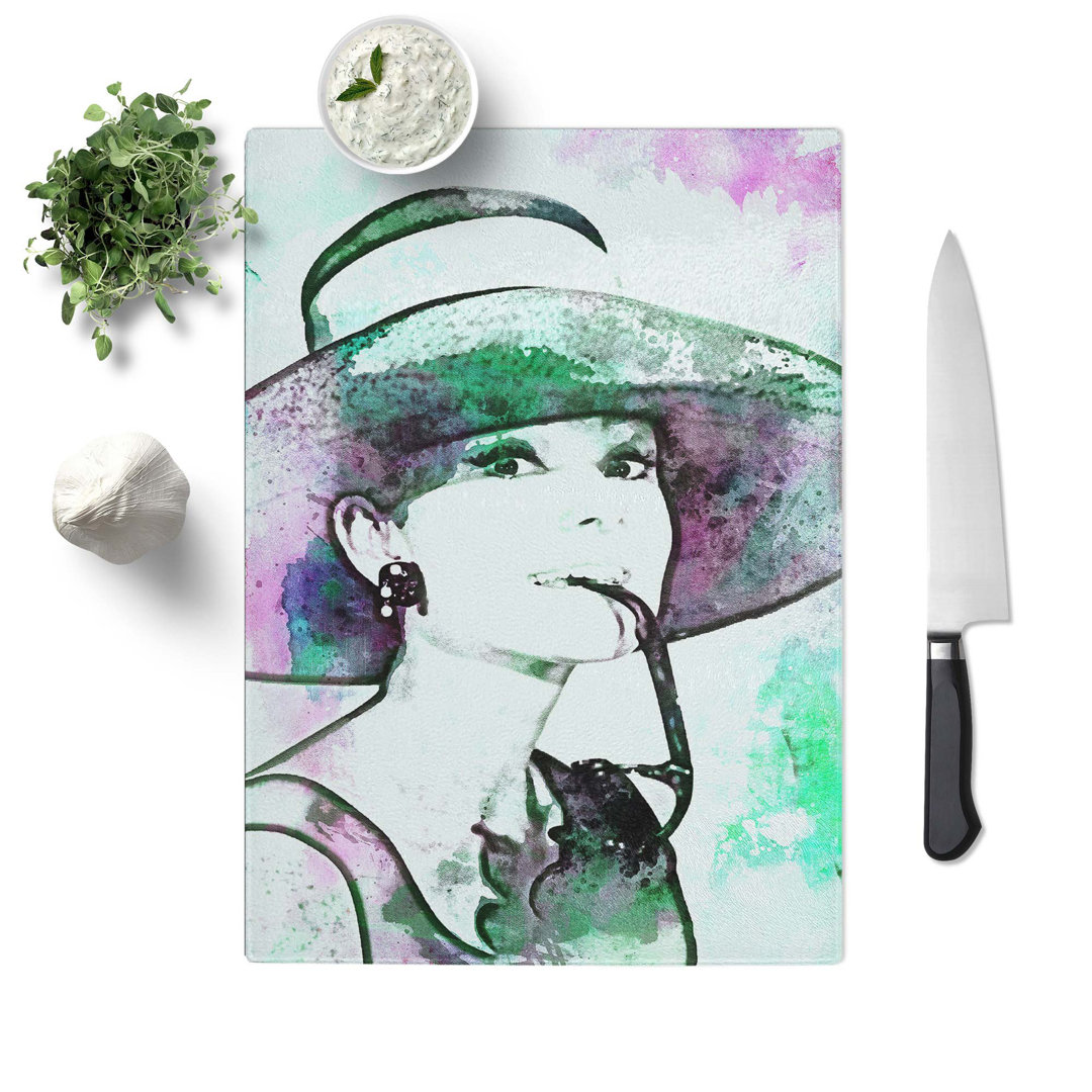 Glass Miss Audrey Hepburn in Abstract Chopping Board