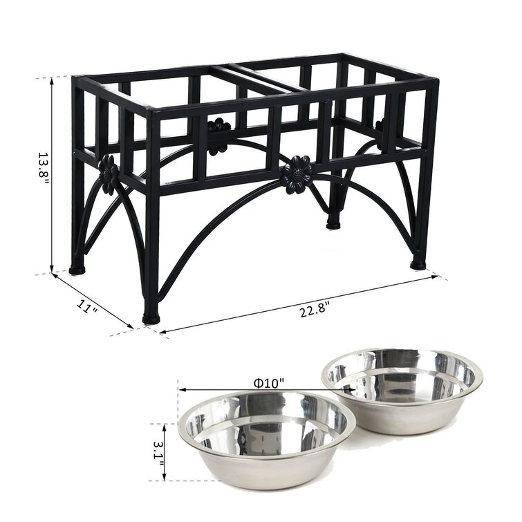 Double Stainless Steel Elevated Feeding Station Tucker Murphy Pet Size: 13.8 H x 22.8 W x 11 L