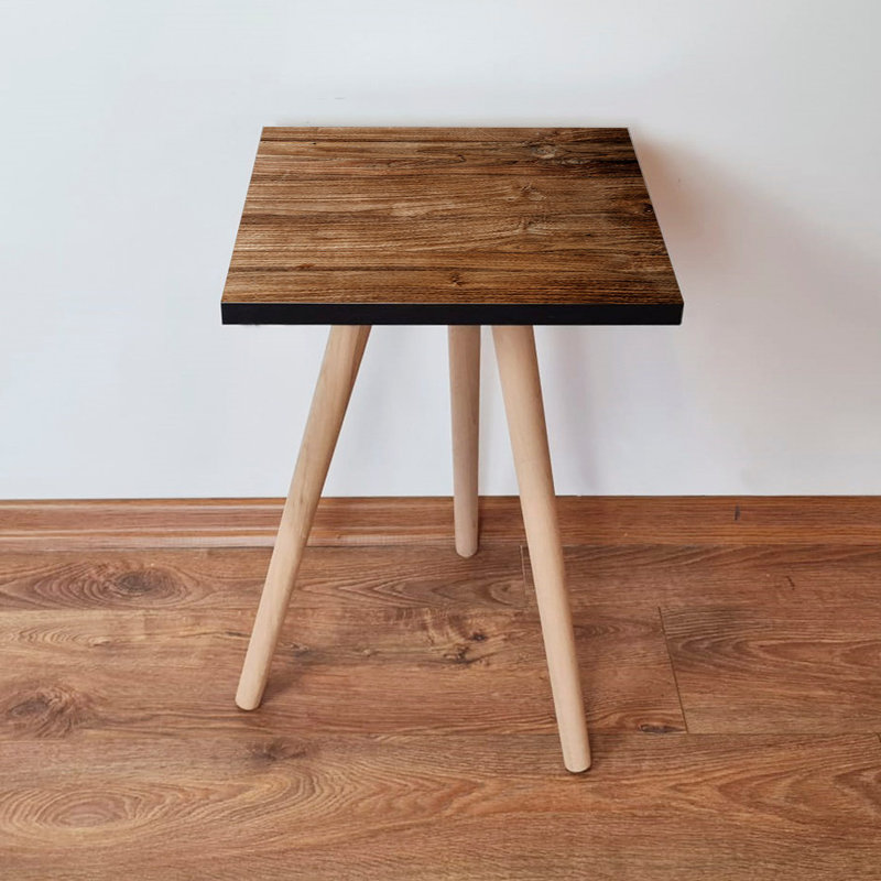 Table d'appoint moderne avec pieds en bois de hêtre, brun, 13,8 x 16,5 x 13,8 pouces | Fabrication 100% bois aggloméré, épaisseur: 0,7 po | Design scandinave, parfait pour le salon et la chambre à coucher, mobilier élégant et fonctionnel