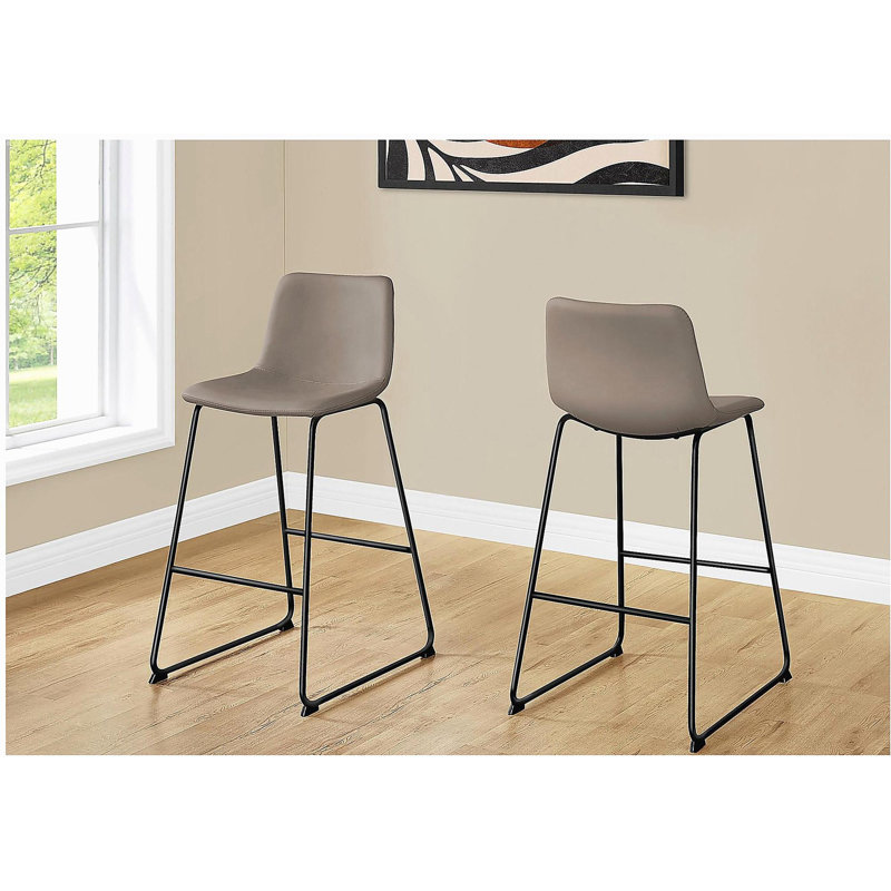Chaise de bureau, tabouret de bar, bureau debout, bureau d'ordinateur, bureau, extérieur en cuir brun, métal noir, moderne, moderne