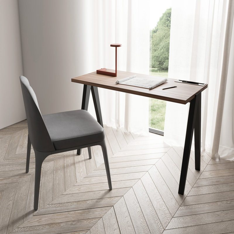 Gundrath Solid Wood Base Writing Desk, Black, Walnut