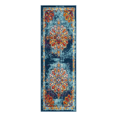 Tapis oriental bleu / rouge