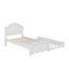 Un lit plateforme en bois avec une tête de lit et un lit gigogne assorti-362188219-362188218