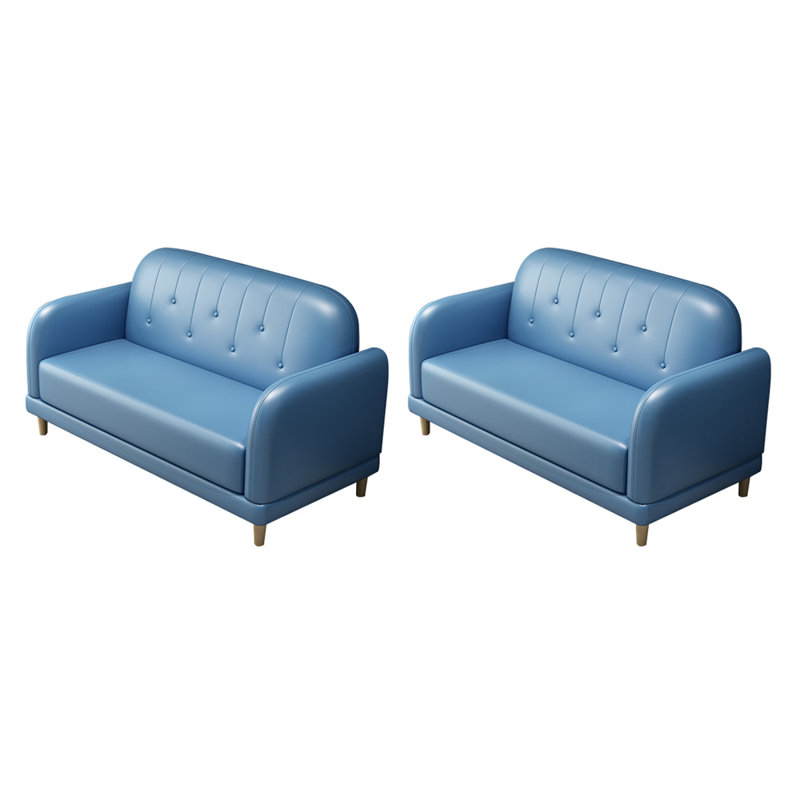 Banc rembourré en similicuir Cafe, Bleu ciel clair