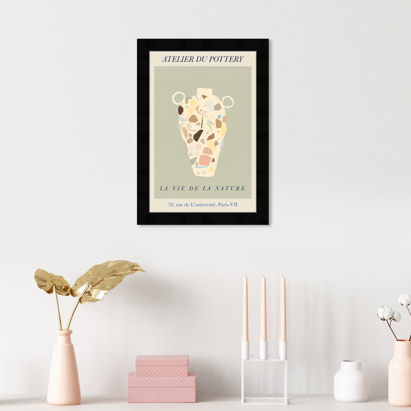 «French Terrazzo Vase» par Joss & Main - reproduction de cadre photo, Noir, H 17 po x l 12 po