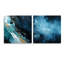 Blanc et bleu abstrait élément Fight - formes abstraites acrylique ensemble d'art en verre ensemble de 2-103921490