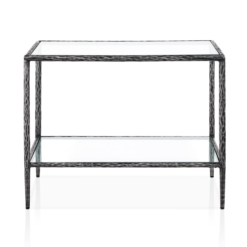 Lalia Modern Hammered Metal 1-Shelf End Table, Gray