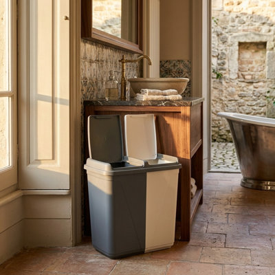 90L Dual Compartment Kitchen Recycling & Laundry Sorting Bin
