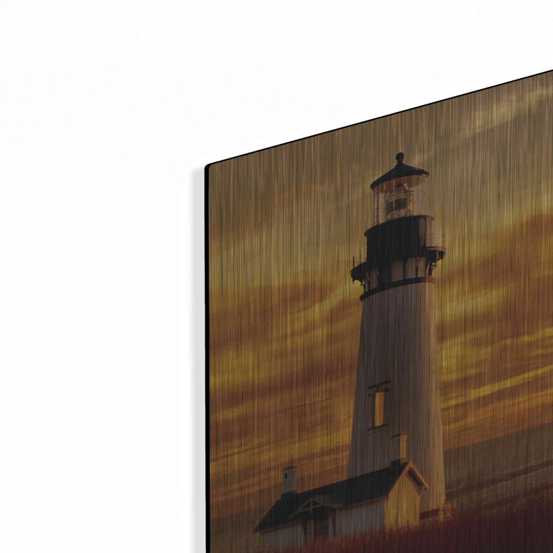 "Phare au coucher du soleil" par Carlos Casamayor, H 16 po x l 24 po