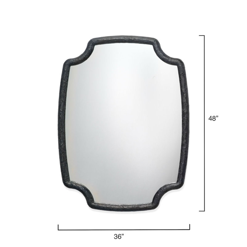 Selene Charcoal Scalloped Large Rectangular Bathroom Mirror