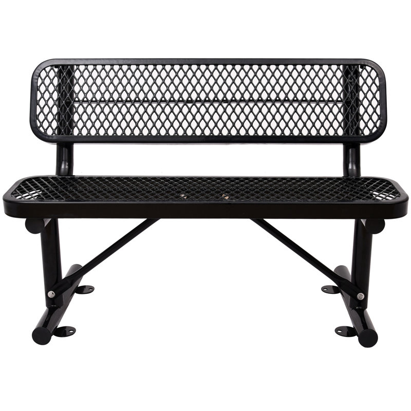 Banc d'extérieur en acier avec 75 degrés - Solide et noir pour pelouse stable L 48 po x l 22,8 po