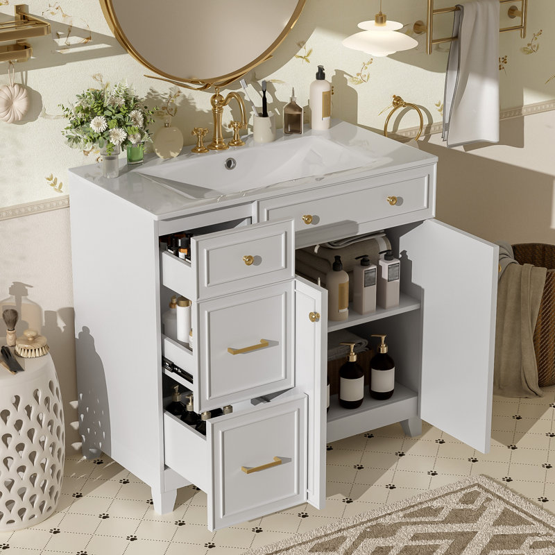 Meuble-lavabo simple 36 po, Blanc