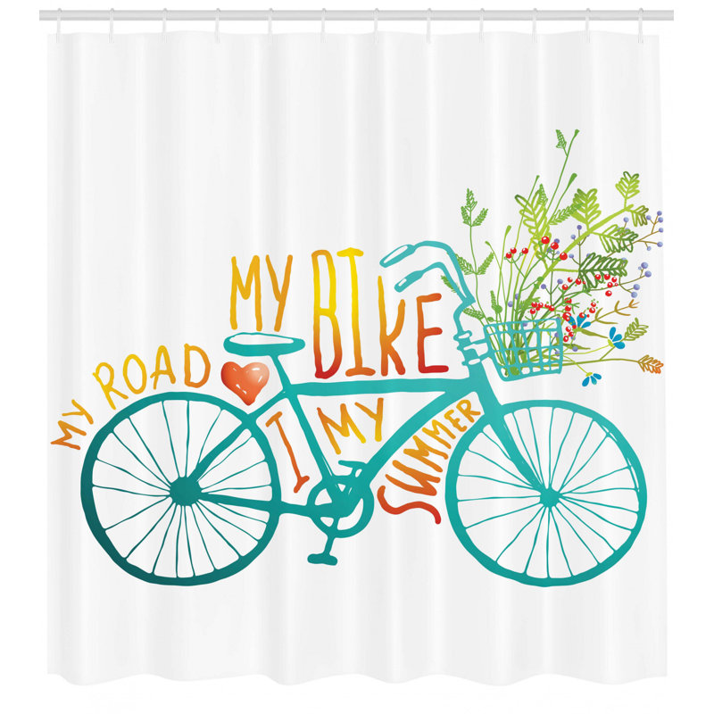 Ensemble de rideau de douche à vélo d’été avec fleurs, H 75 po x l 69 po