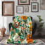 Funky Orange Blossoms - couverture en sherpa de qualité supérieure - reproduction d'art luxueuse-97548408