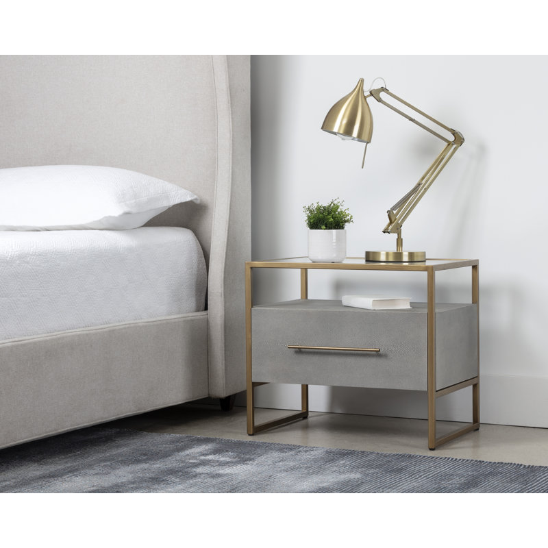 Venice Glass End Table, Gray