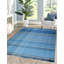 Tapis bleu en laine tissé à plat Benancia-87377975