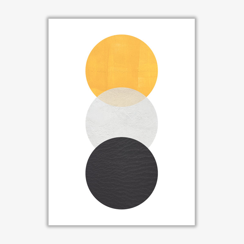 Yellow And Black Abstract Circles - Print, No Frame, 85 cm H x 60 cm W x 1 cm D