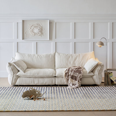 106.3" Wide Modern Boucle Oversized Sofa with Down-Blend Cushions & Ergonomic Support