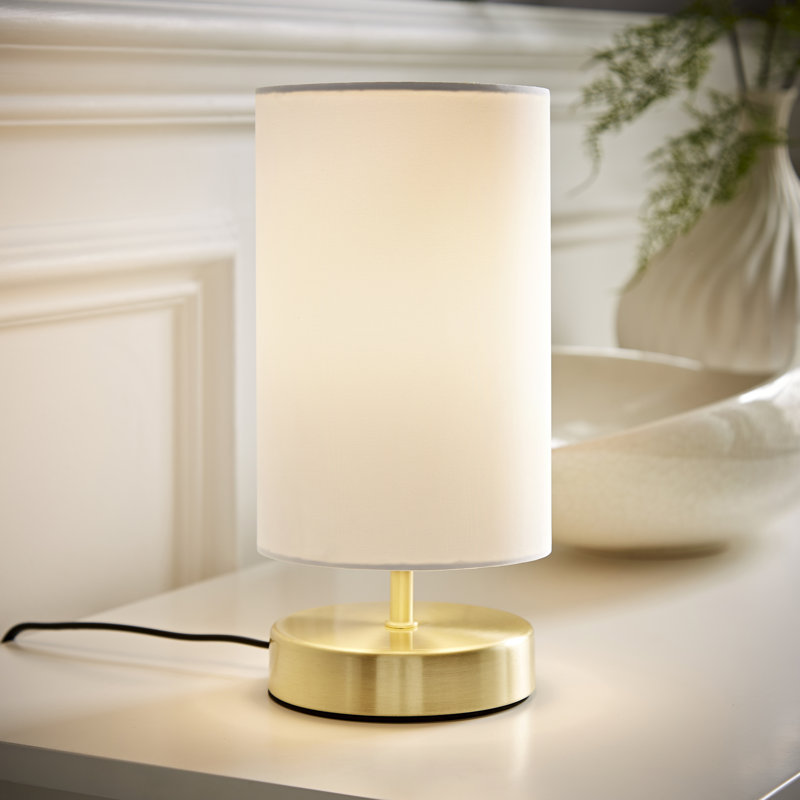 Romica Metal Table Lamp, Yes, White, Brushed Gold