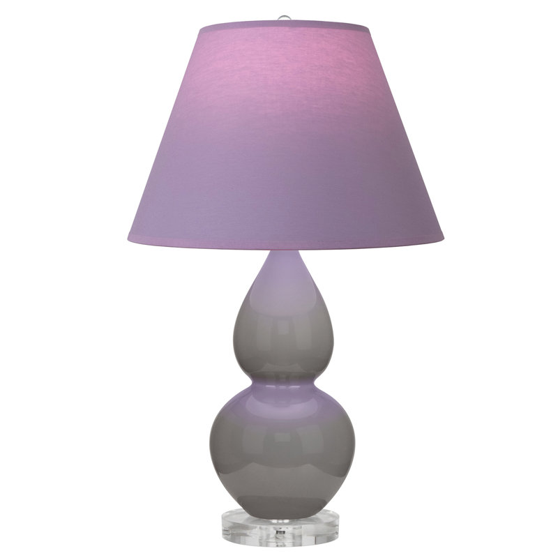 Small Double Gourd Accent Lamp - Sangria, Deep Patina Bronze - Lavender, Plum Shade, Gray, Lavender/Burgundy