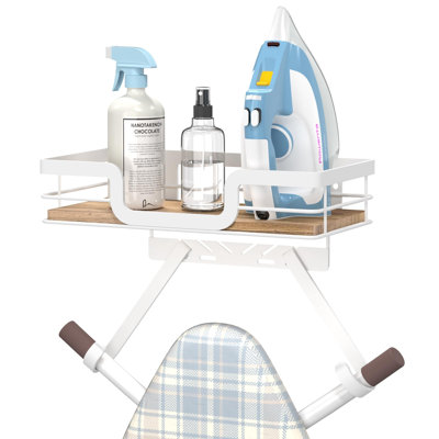 Ironing Board Holder Wall Mount, Laundry Room Organization Storage, White, T&V Shaped Space Saving Ironing Board Hanger