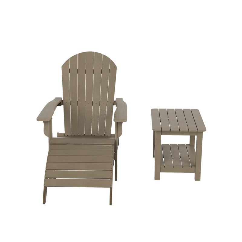 Arrlo Foldable Outdoor Adirondack Chair, Taupe