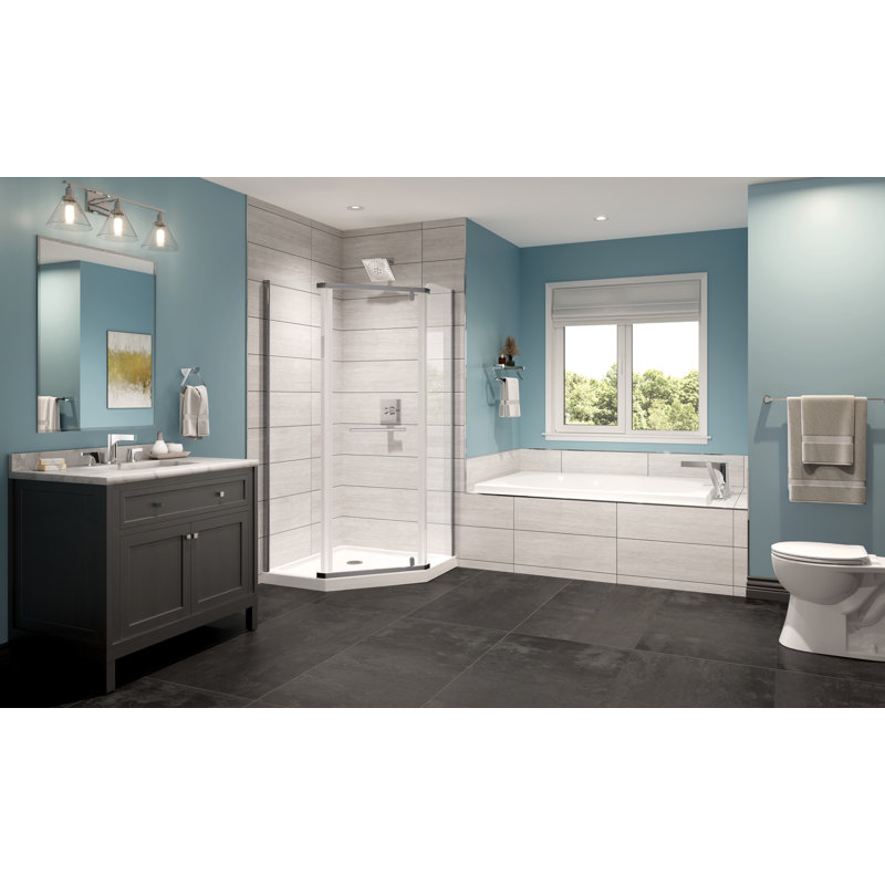 Base de douche à seuil simple néo-angle, H 4,5 po x l 38 po x P 38 po