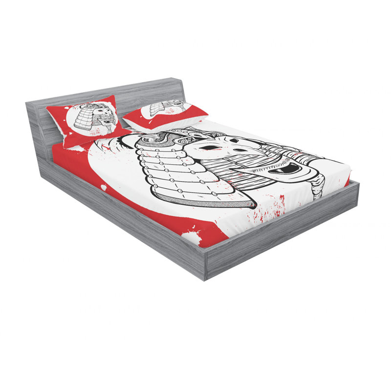 Ensemble de draps grunge teint ronin, Ensemble de draps pour lit double avec un drap-hou