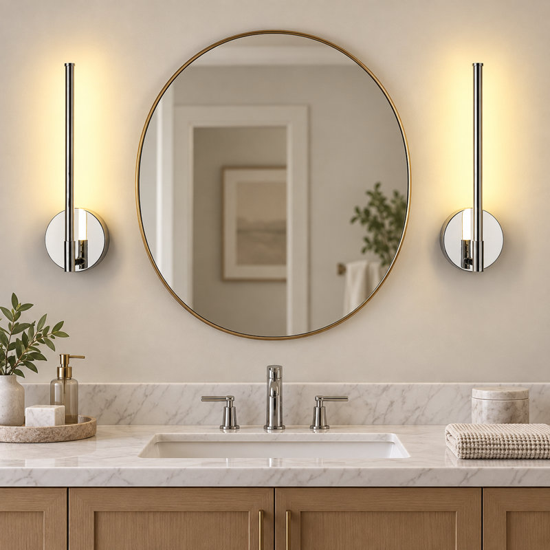 16" Modern Dimmable Linear Integrated LED Vanity Wall Sconce, Set of 2, Chrome, Chrome