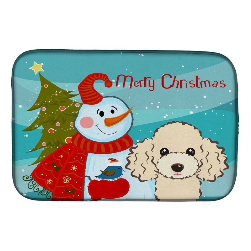 Tapis de séchage bonhomme de neige avec caniche, Chamois