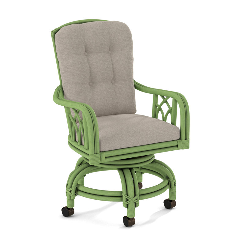 Edgewater Castered Arm Chair, Beige Performance Fabric; 0851-73, Frost White
