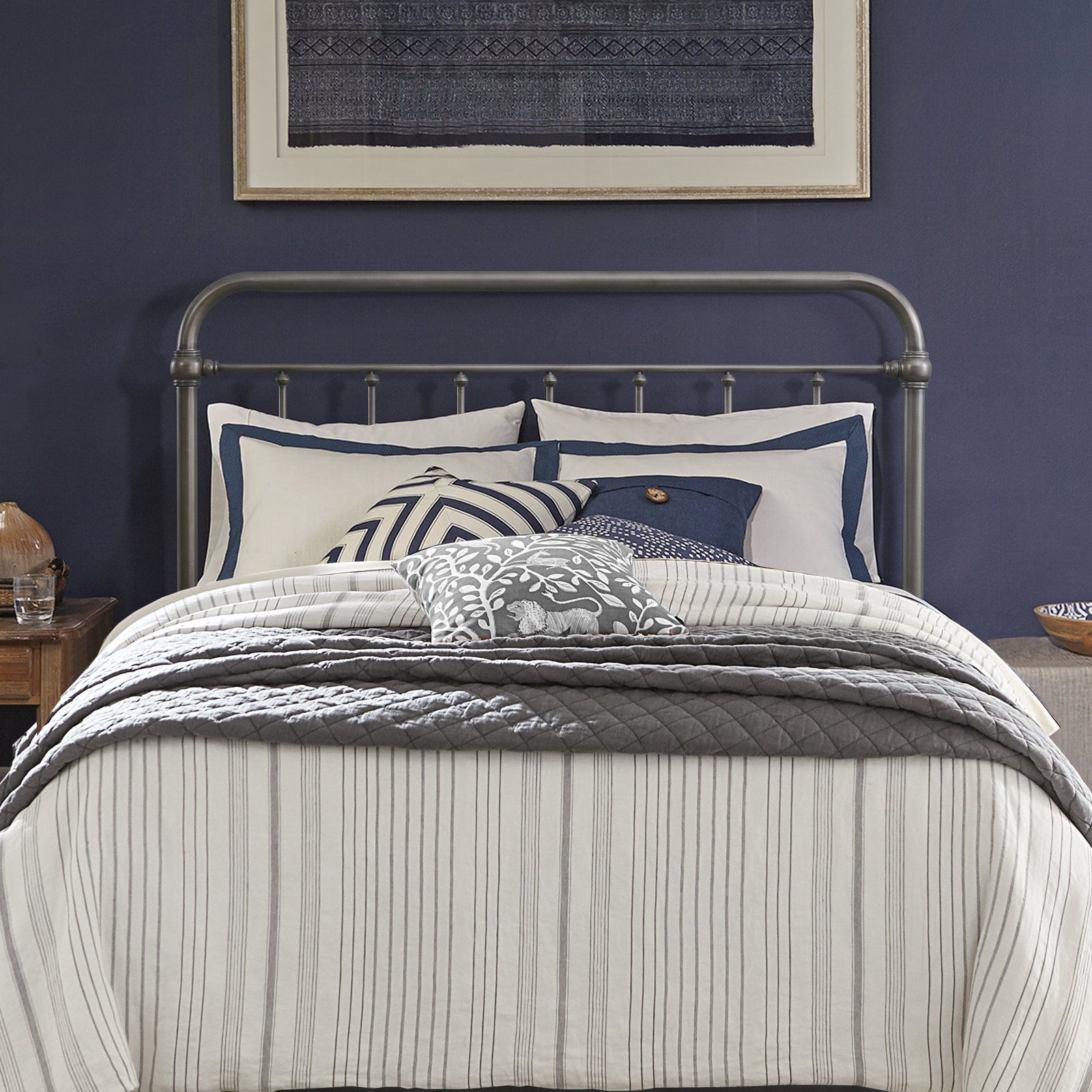 Shumacker Steel Slat Headboard, Full/Queen, Pewter