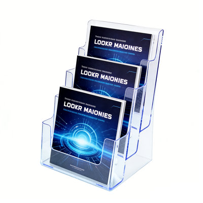 Three Tier Leaflet Holder 8.5x11" Literature Holder Clear Acrylic Wall Mountable