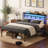 Full-Size Black Metal Platform Bed Frame With Storage Headboard, USB-C Ports And LED Lights-836817159