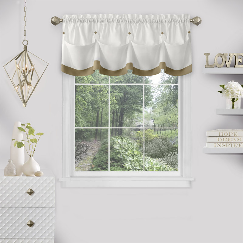 Rideau de cuisine sur mesure Lana, Brun clair, H 36 po x l 58 po