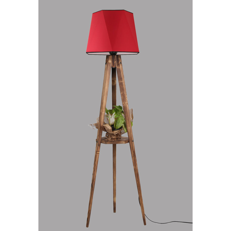 Burkburnett 165cm Tripod Floor Lamp, Red, Light Brown
