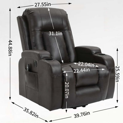 Fauteuil inclinable Power Lift avec mécanisme de mouvement robuste avec massage par vibration à 8 points et chauffage lombaire