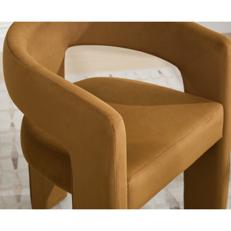 Chaise avec accoudoirs en fer Dalpat, Velours brun