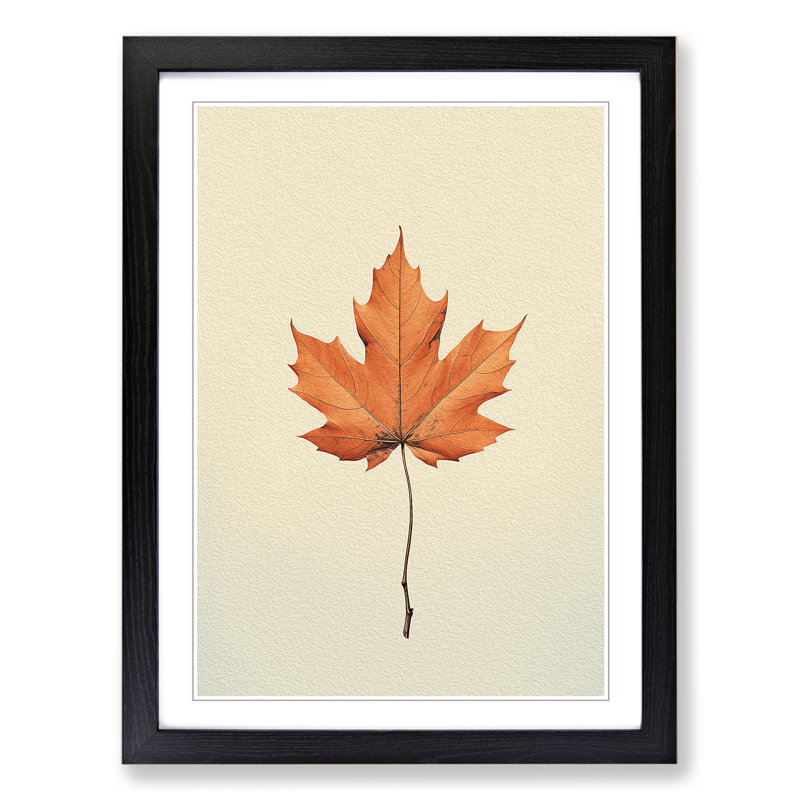 Leaf Minimalism - Framed Print, Black, 46cm H x 34cm W x 2cm D