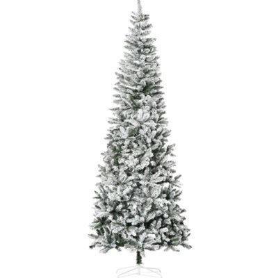 Artificial Christmas Tree,Snow-Flocked Slim Pine Artificial Christmas Tree with Realistic Branches and 1084 Tips