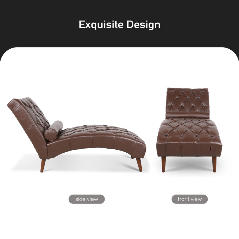 Chaise longue Morril, Similicuir brun foncé