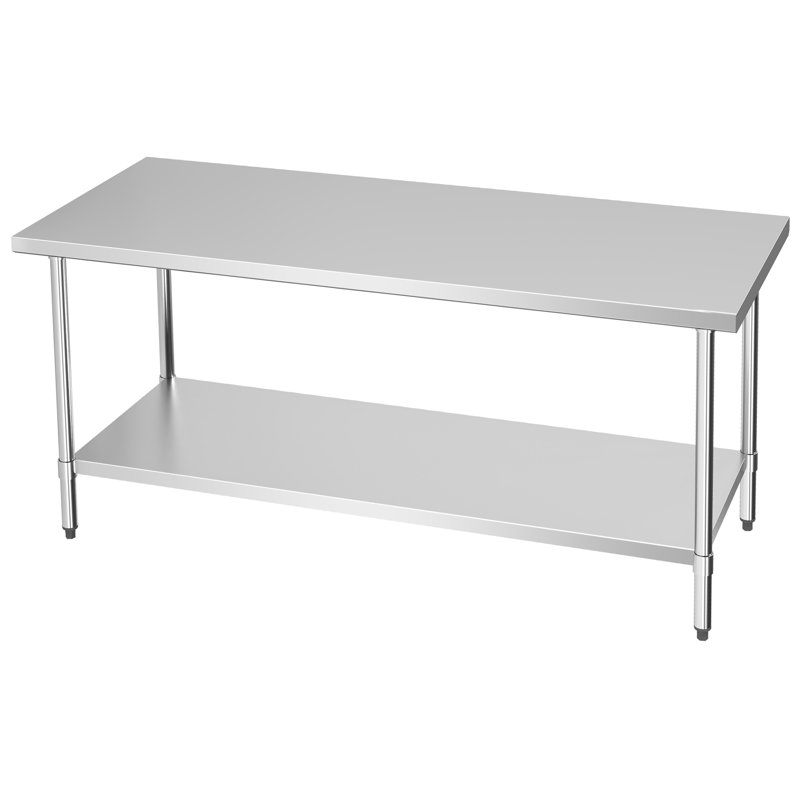 Table de travail commerciale en acier inoxydable de 72 po x l 30 po x L 72 po, H 34 po x L 72 po x l 30 po