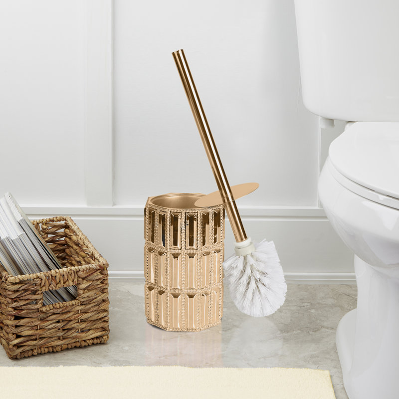 Haylie 6,54 po H Brosse de toilette et support autoportant, Or