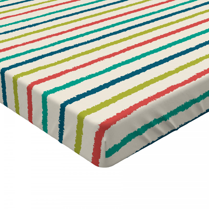 Drap-housse rayé, Drap-housse grand, Rayé bleu / blanc / vert