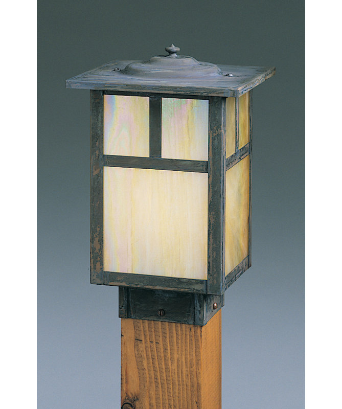 Capuchon de poteau de clôture d'extérieur 1 lumière Hylan, H 10 po x l 7 po / barre en T, Ardoise, Givré