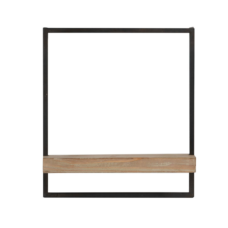 Tablette murale en fer et bois Barzan - noire et brune, H 17,7 po x l 15,7 po x P 5,9 po