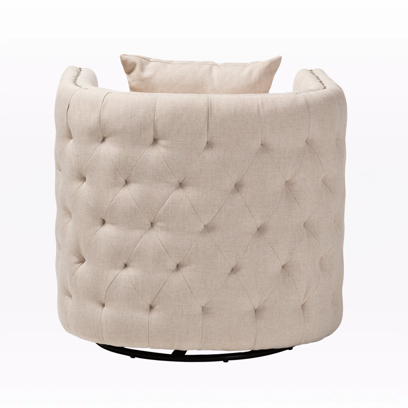 Gerdhilde Upholstered Swivel Armchair, Beige 100% Polyester