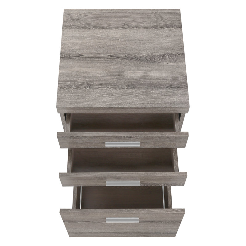 Modern File Cabinet With Wheels, Storage, Taupe, Office Style Rolling Mobility, Drawers, Taupe Laminate,