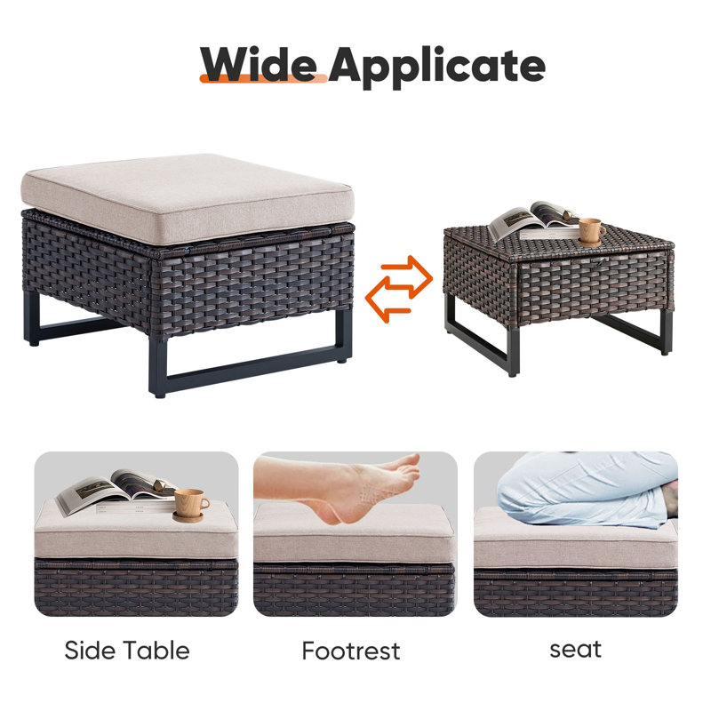 Ensemble de conversation modulaire d'extérieur 5 pièces avec foyer et coussins, Beige, Gris