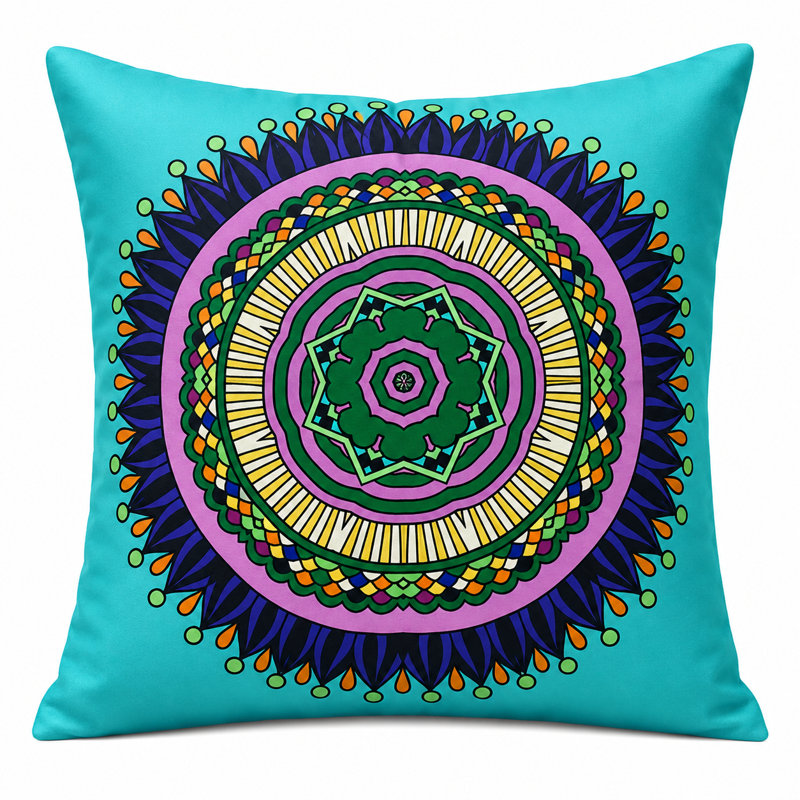 Imprimé géométrique sur coussin bleu
